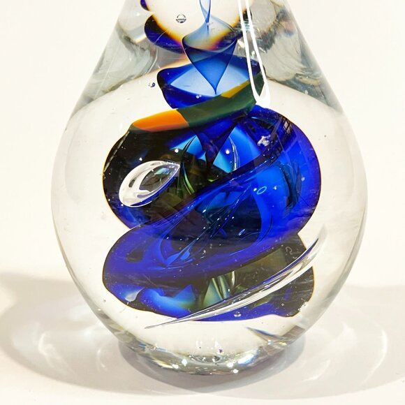 Marian Pyrcak Teardrop Glass Paperweight Signed Polish Studio Art Glass 5.5" - Picture 7 of 9